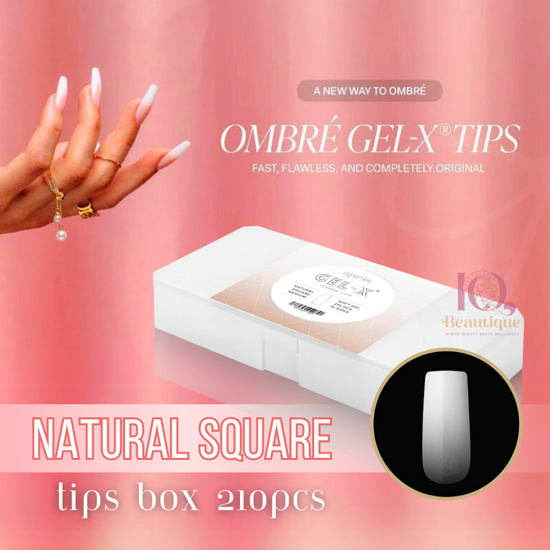 Apres Gel-X Ombre Natural Square Medium Tips Box 14 Sizes 210pc