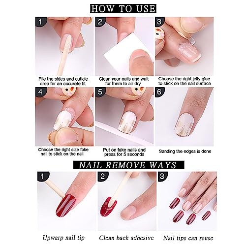 Starry Sky Press on Nails – Short Square Dark Blue Fake Nails with Stars A01