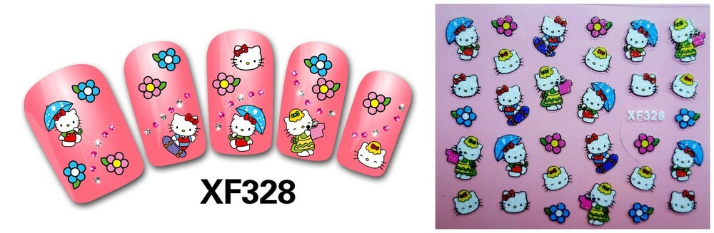 Hello Kitty 3D Glitter Nail Art Sticker Decal USA Seller Free Fast Shipping
