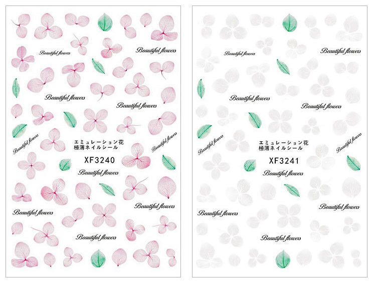 Nail Art 3D Stickers Design Decoration Tip Flowers Pink Yellow Purple Green NS36
