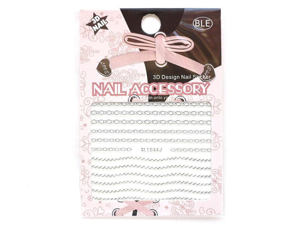 Nail Art 3D Decal Stickers silver Chain Line BLE044J
