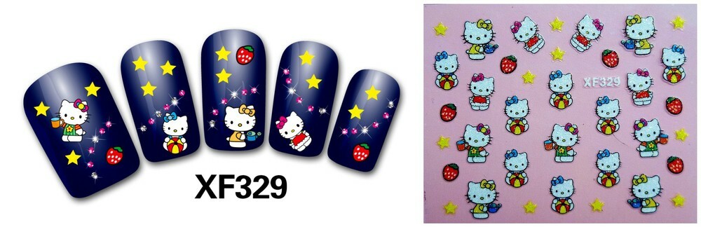 Hello Kitty 3D Glitter Nail Art Sticker Decal USA Seller Free Fast Shipping