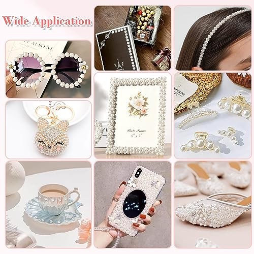 1980Pcs Self Adhesive Pearl Stickers, Hair Pearls Stick on Gems Ivory White