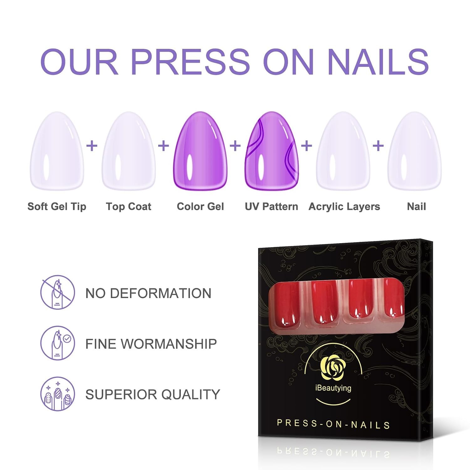Chinese Bright Red Press on Nails – False Nails – Glossy Blood Red Finish Fin…