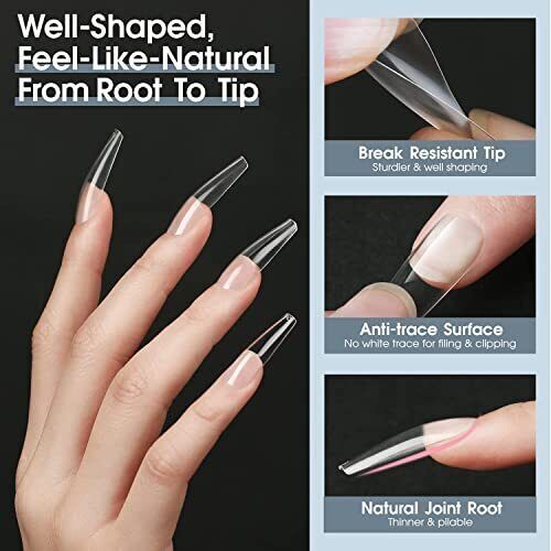 Modelones Nail Tips and Glue Gel Kit, Gel x Nail Kit 4 in 1 Nail Glue Gel,