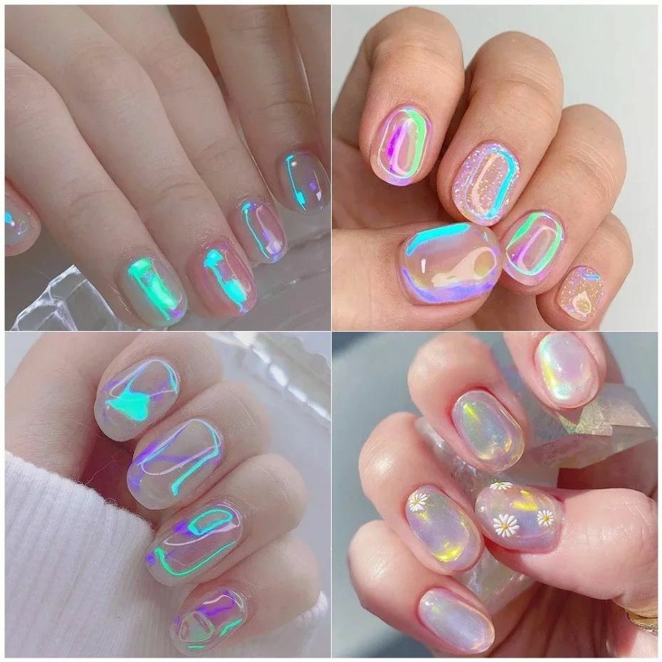 Aurora Nail Foil Ice Cube Cellophane Broken Glass Film Stickers Shiny Paper DIY
