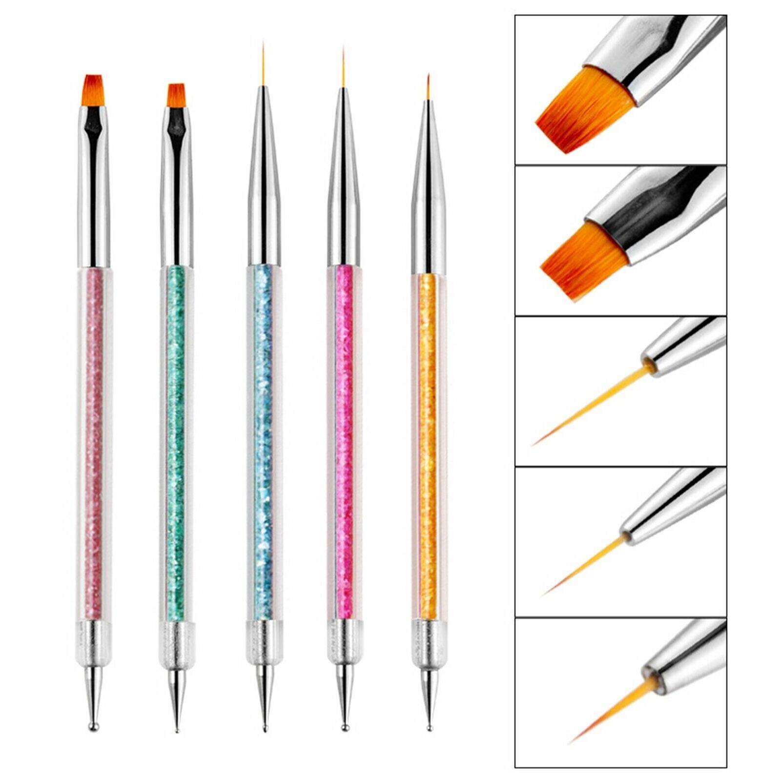 5 X Pcs Nail Art Dotting Tool Pen Brush Painting Drawing Polish Double Ended Set