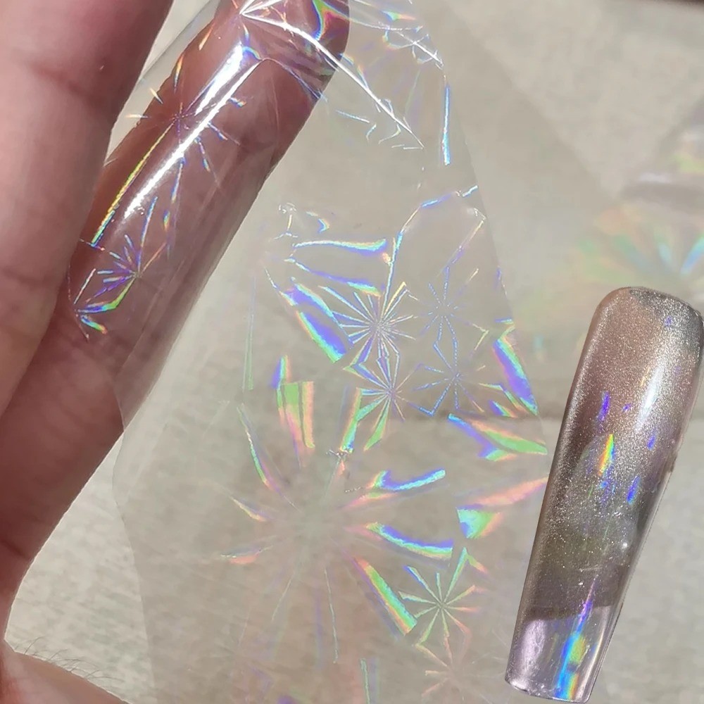 Aurora Nail Foil Transfer Stickers,Nail Art Supplies Holographic Aurora Glass