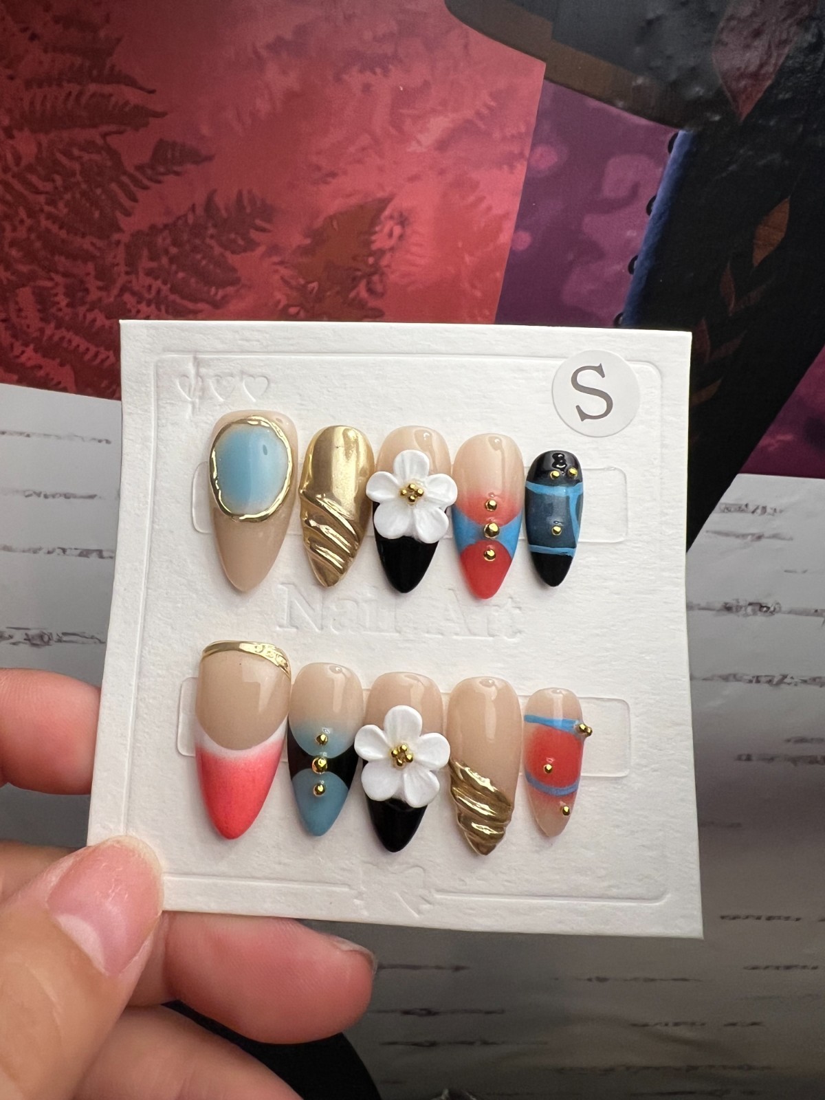 Handmade Press on Nails Size S, Almond Shape with Multiple Designs NEW