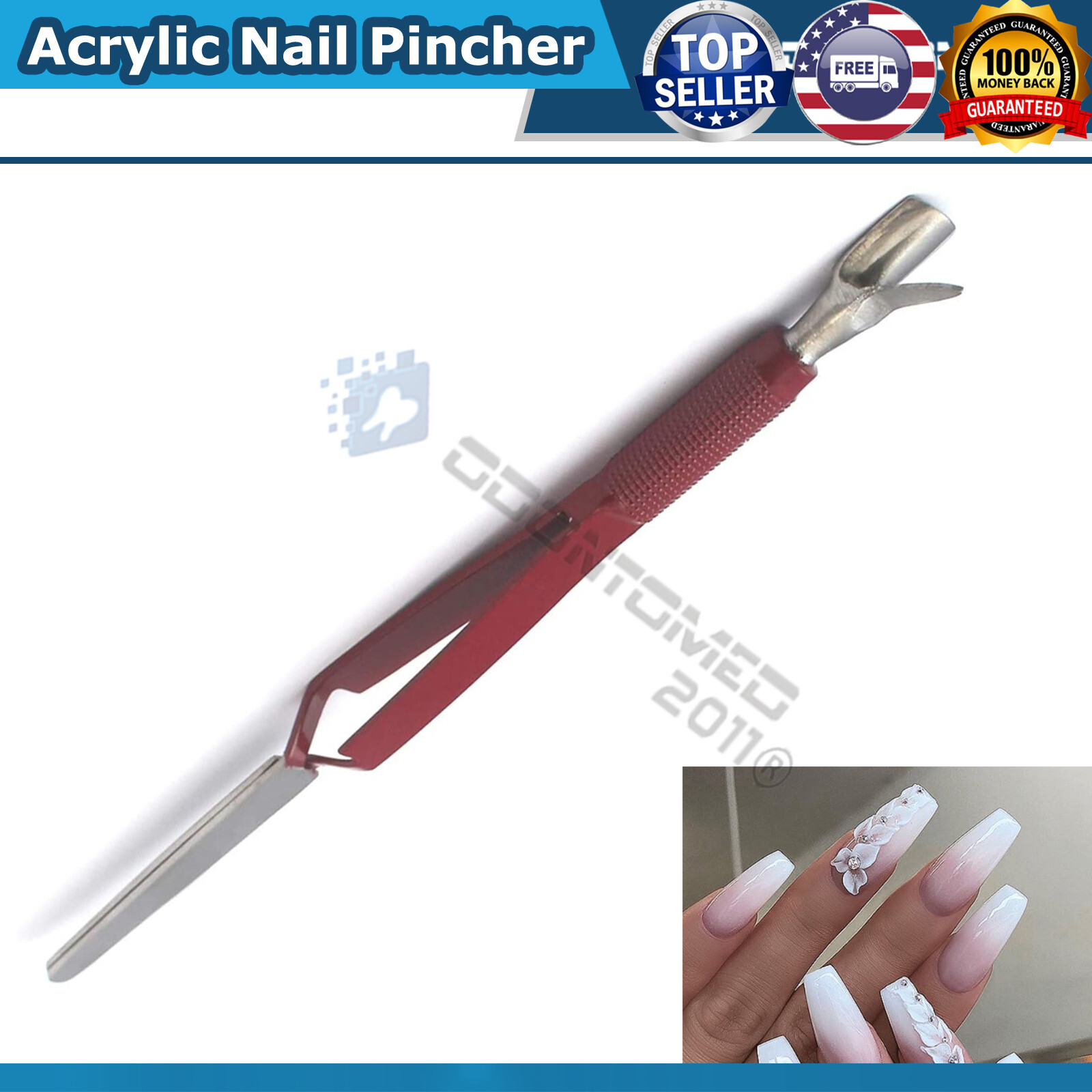 Acrylic Nail Pincher Tweezer Magic Wand, Cutical Pusher, Artificial nails RED