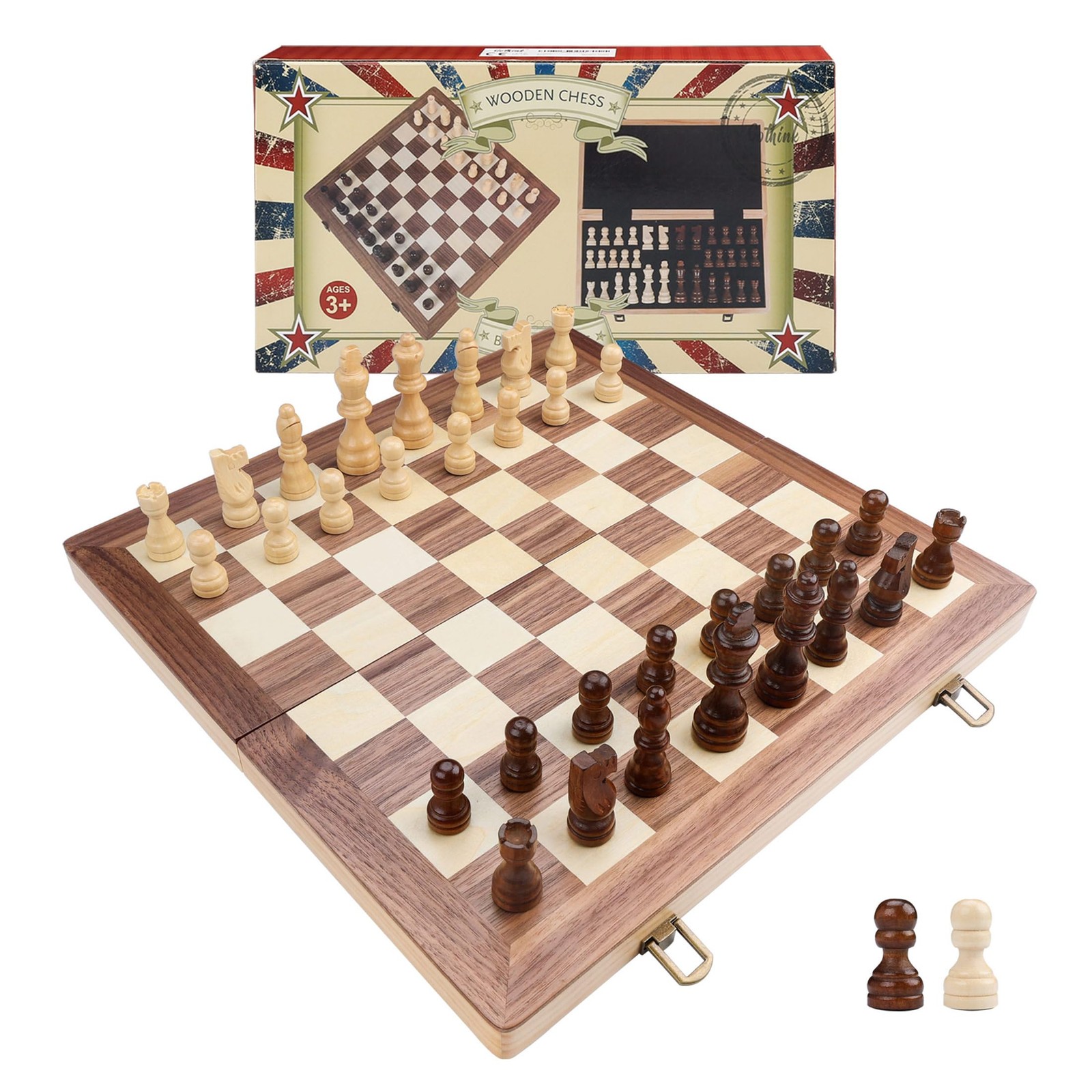 Gothink Chess Set Board Games for Adults, 15” 15 inches x 15 inches, Brown