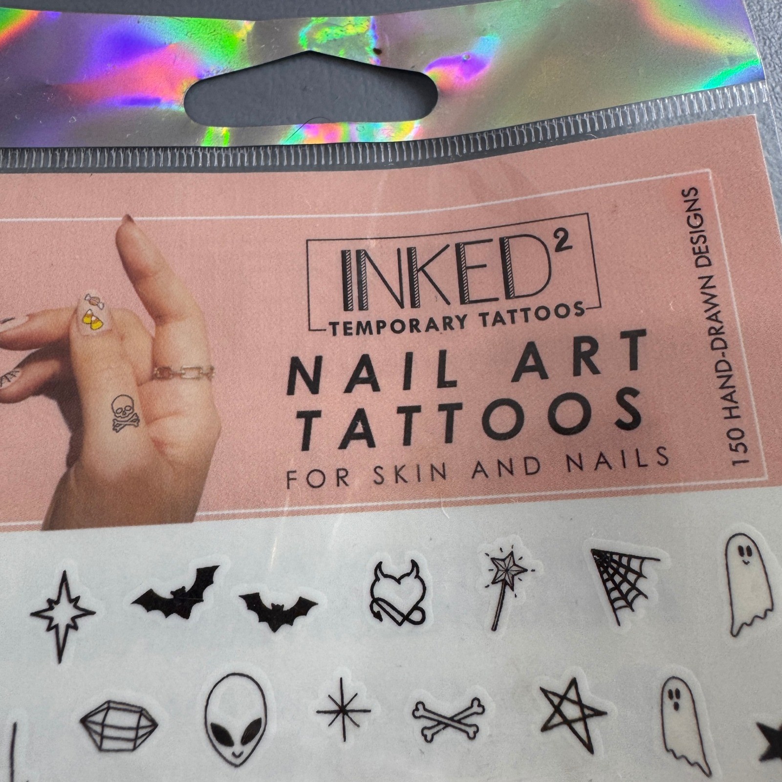 Inked2 Nail Art Tattoos Women OS Black New Spooky Gothic Halloween 150 Designs