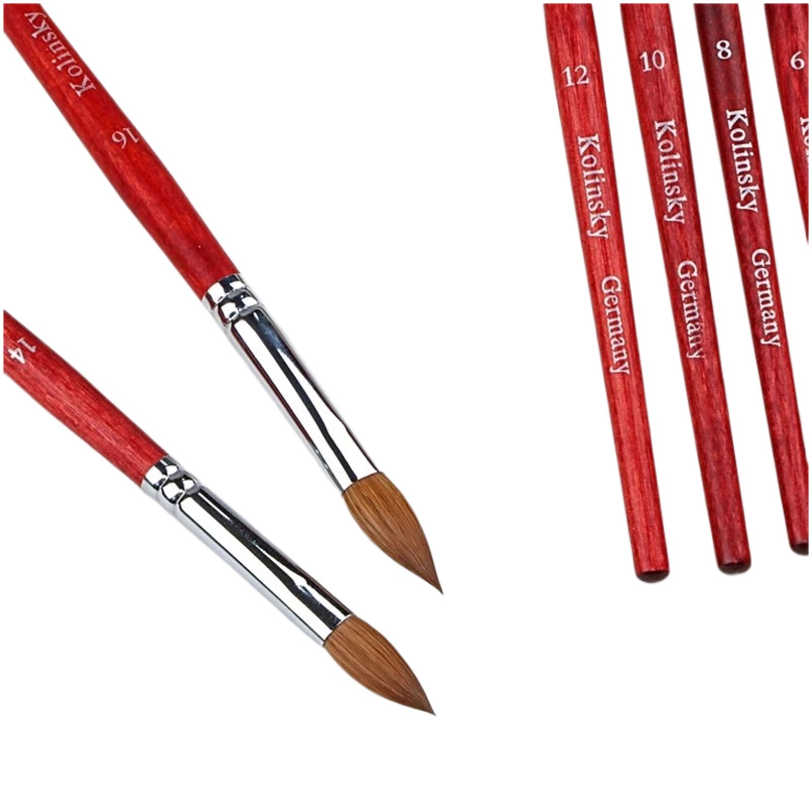 Ex kolinsky Acrylic Nail Brush Red Wood Size #2+#4+#6+#8+#10+#12+#14