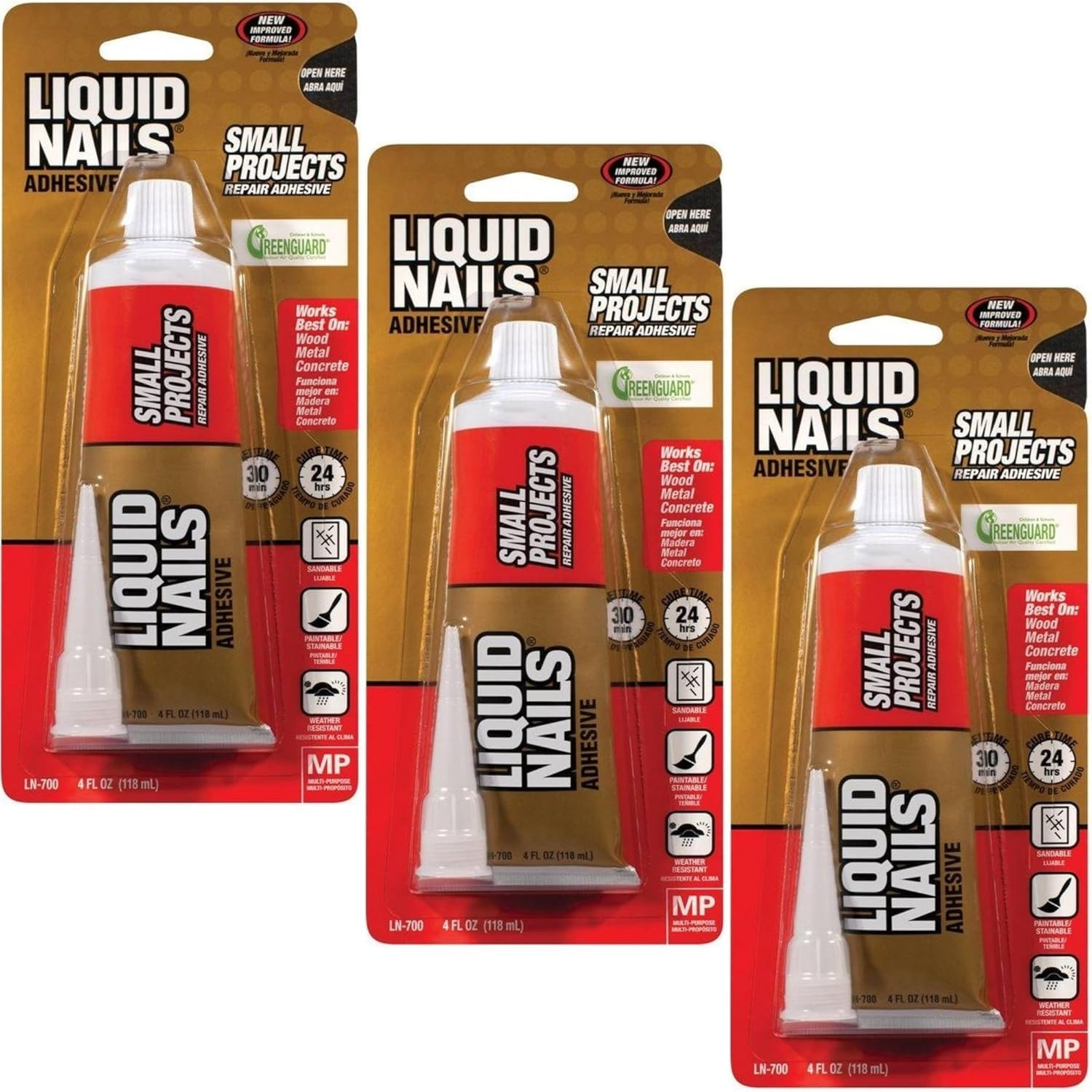 Liquid Nails LN-700 4-Ounce Small Projects and Repairs Adhesive 3 Pieces