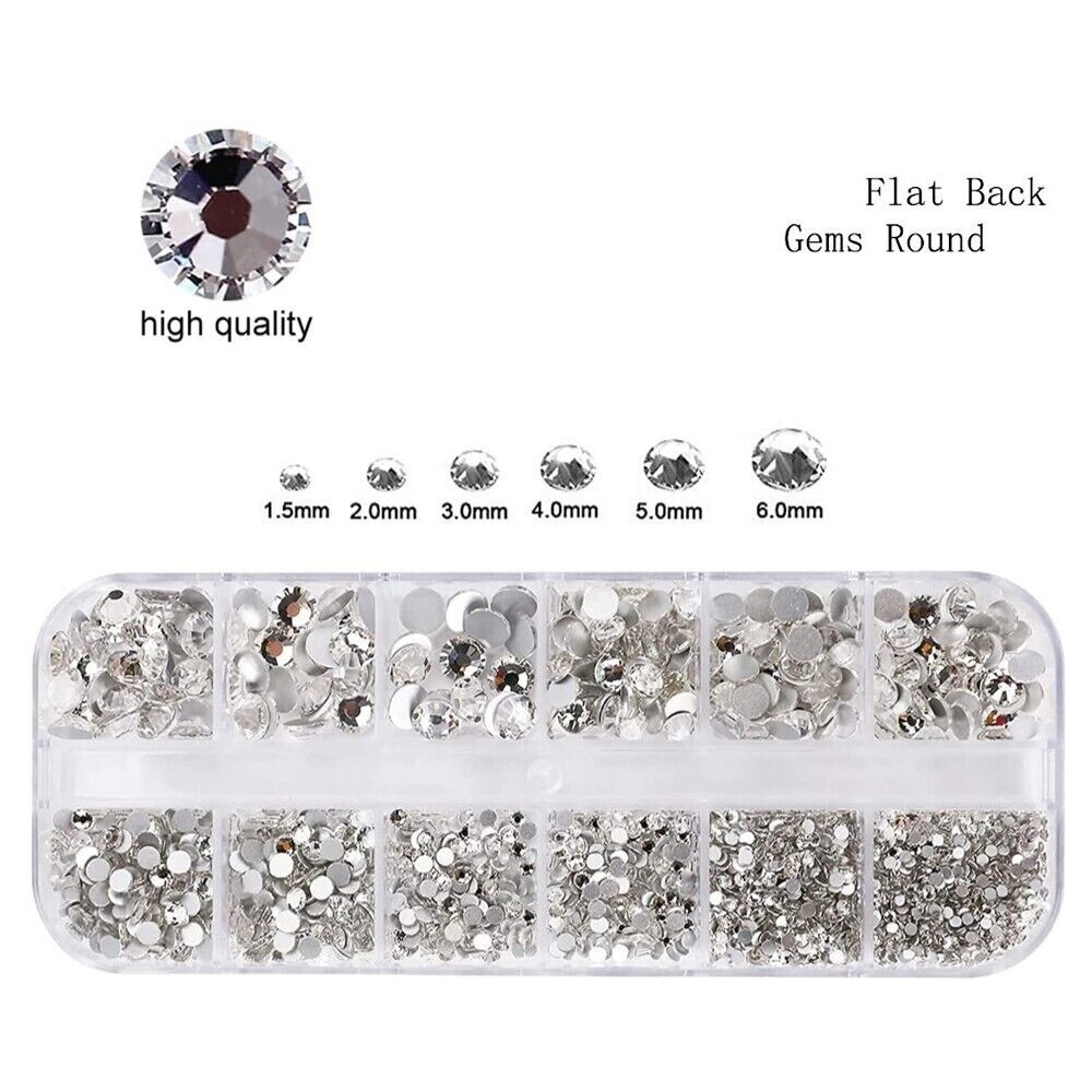 Crystal AB Rhinestones Dimante Flat Nail Art Gems Picker Wax Dotting Pen Tweezer