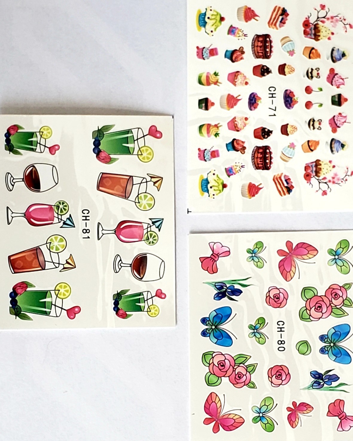 3 sheets Ice Cream Candy Fruit Berries Nail Sticker Nail Art Design Polish Nail