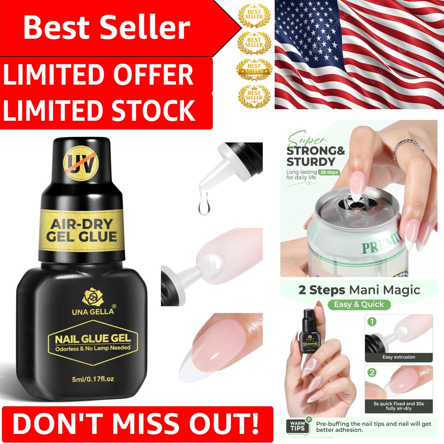 Travel-Size Nail Gel Adhesive for Press On & Acrylic Nails – 28 Day Hold