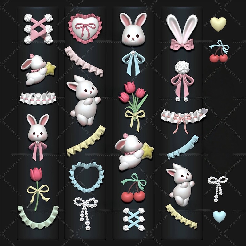 Silicone Nail Art Mold Accessory Molds Lace Bowknot Bunny Nail Decorative Molds