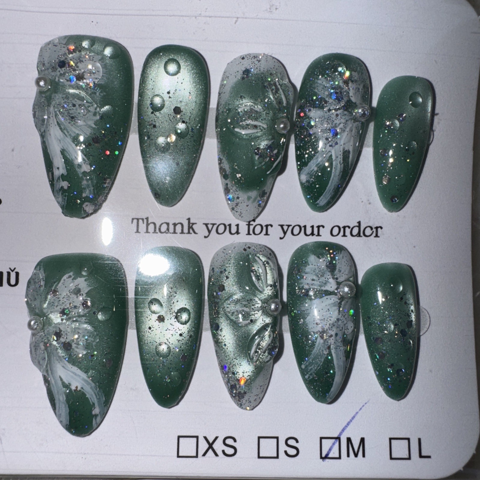 4 Packs Of 10pcs Almond Press On nails | 3D Unique Designs| Size M | Reusable 10