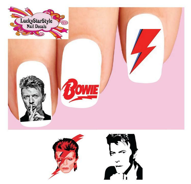 Waterslide Nail Decals Set of 20 – David Bowie Ziggy Stardust Assorted