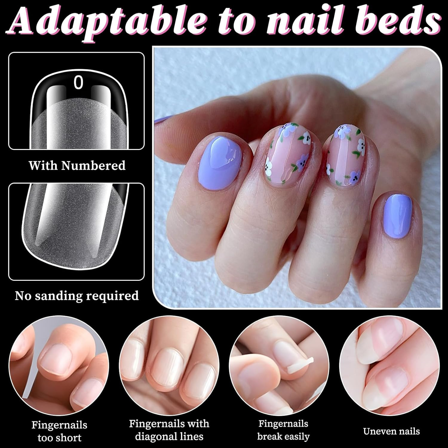 300Pc Extra Short round Square Gel Nail Tips Clear Fake Nail, XS Clear Press on