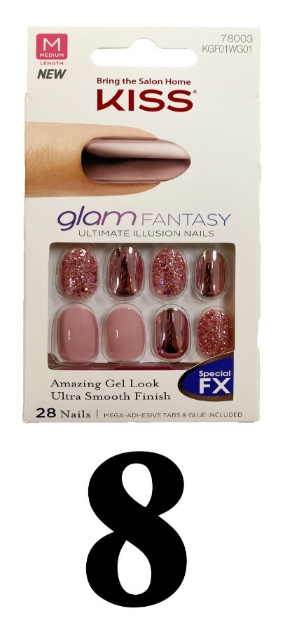 Kiss Salon Glam Fantasy Nails Special FX 28 Illusion Press On Nails Medium, Long