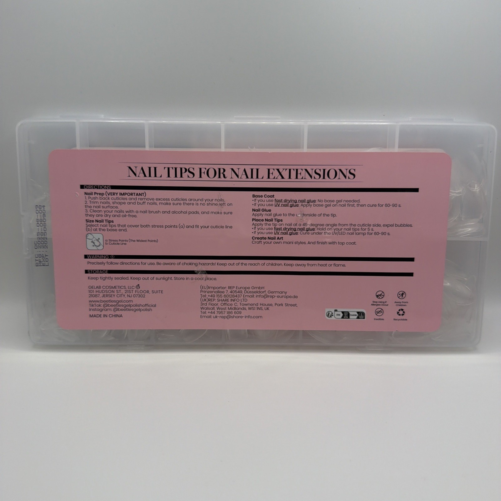ETCH-X NAIL TIPS 576 pcs 12 sizes Full Cover-half Matte Almond Short B