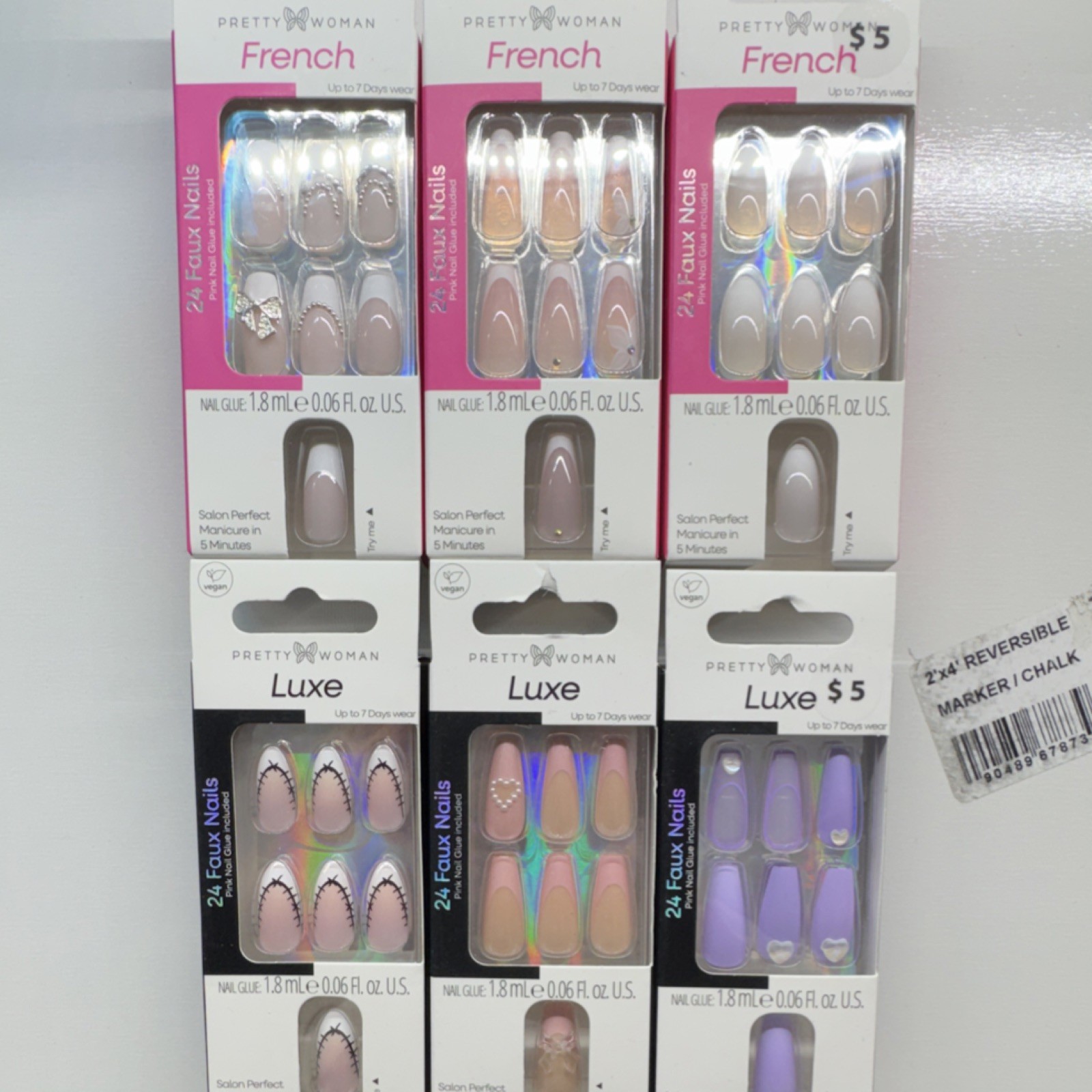 Pretty Woman Almond Beige Pink French Shiny Press-On Nails 24ct Glue Included