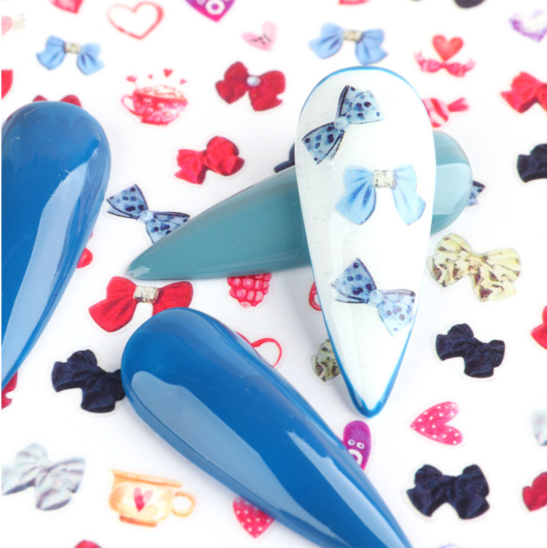 3D Nail Art Stickers Decals Valentine’s Day Colorful Love Rose Bow Pattern NH4