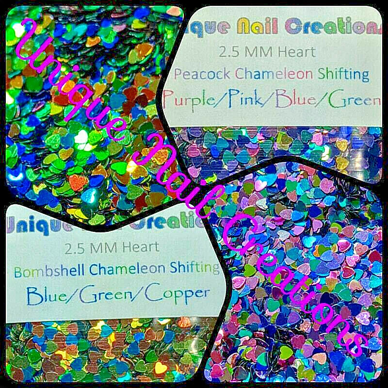 2.5MM HEART SHAPE GLITTER U Choose~Nail•Acrylic•Gel•Body Art•Face•Festival