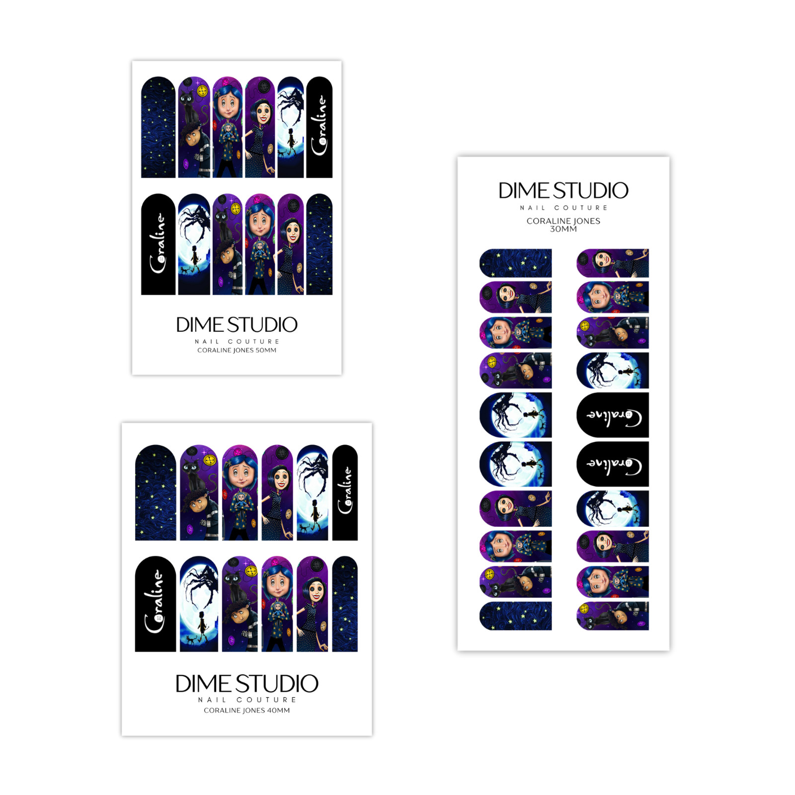 Coraline Jones Halloween Nail Decals Water Transfer Nail Wraps