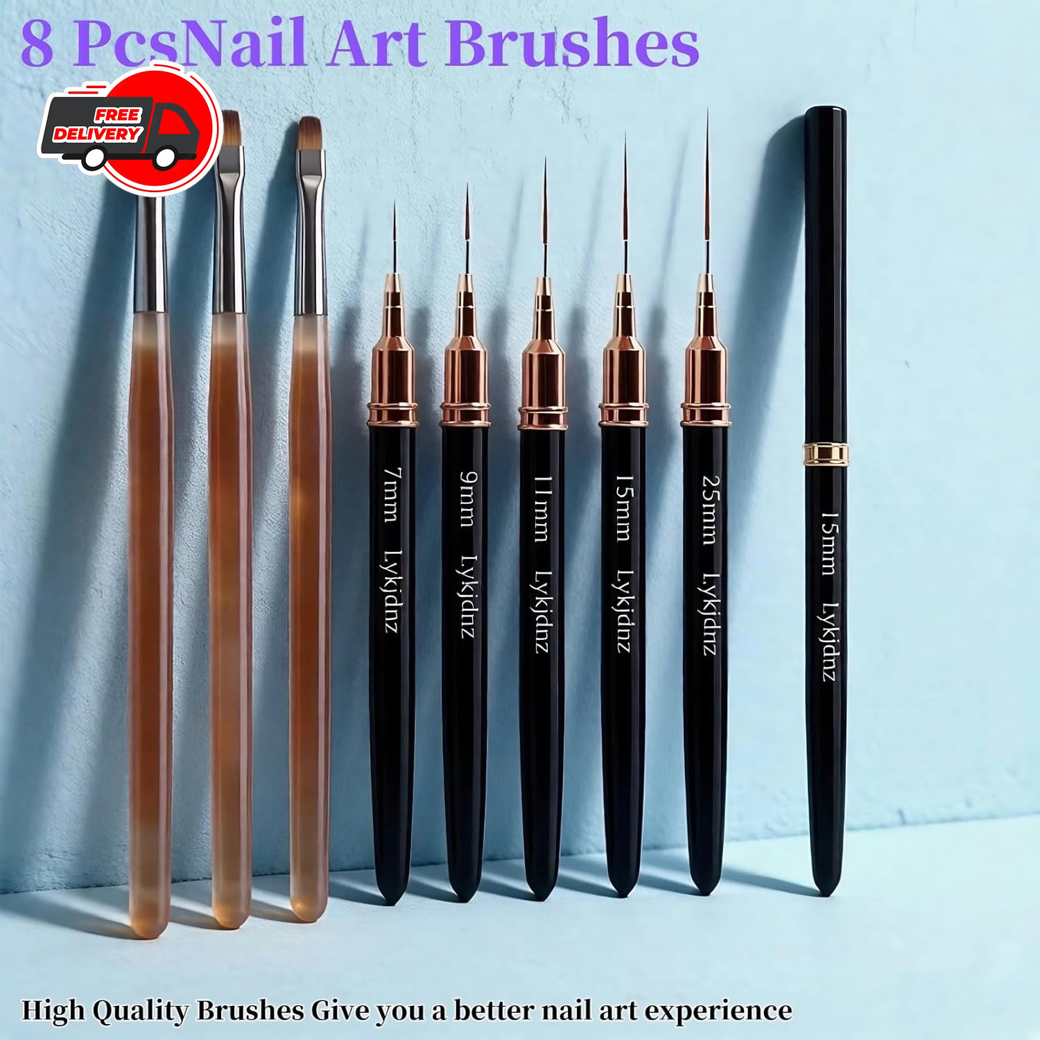 5pcs Nail Art Liner Brushes, Liner Brush For Nails Gel, Thin Nail Art Brush, Siz