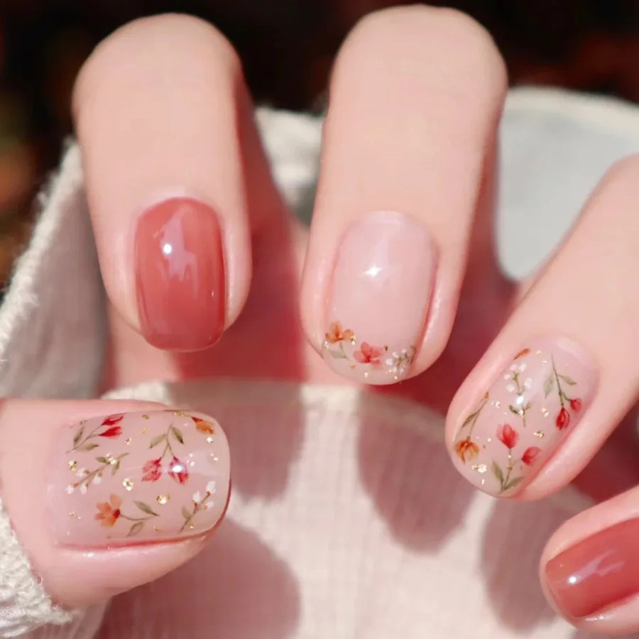 24pcs set Spring Summer Press On Nails Short Medium Long Fake Nails For Women
