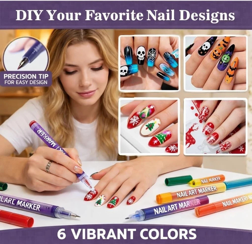 12 Colours Nail Art Markers, Nail Art Pens, Nail Polish Pens Set with Fine Ti…