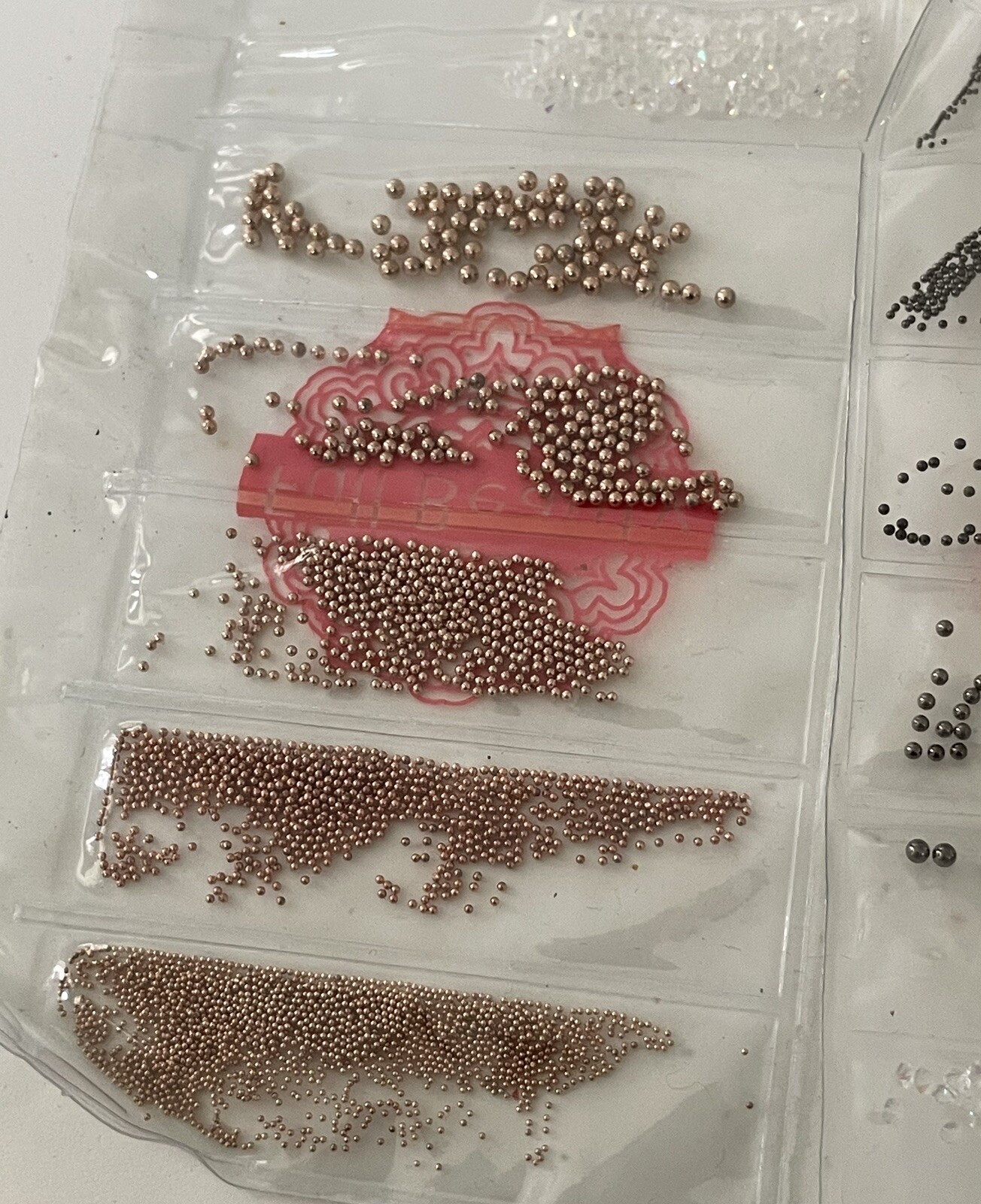 Metallic Nail Art Charm Beads Caviar 2 Sets Multiple Size Colors Plastic Sleeve