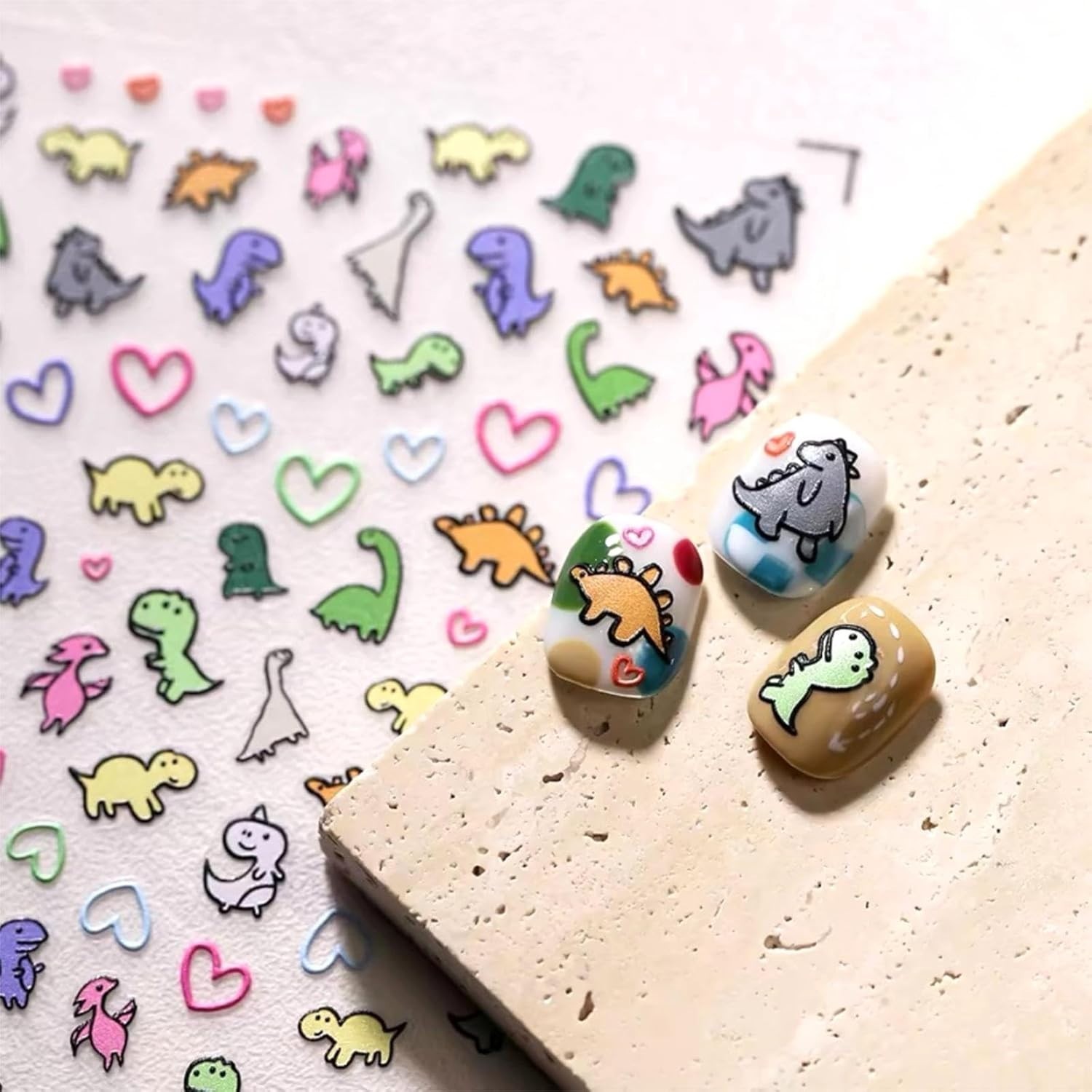 5D Embossed Cute Dinosaur Nail Art Stickers Cartoon Kawaii Design Anime Self …