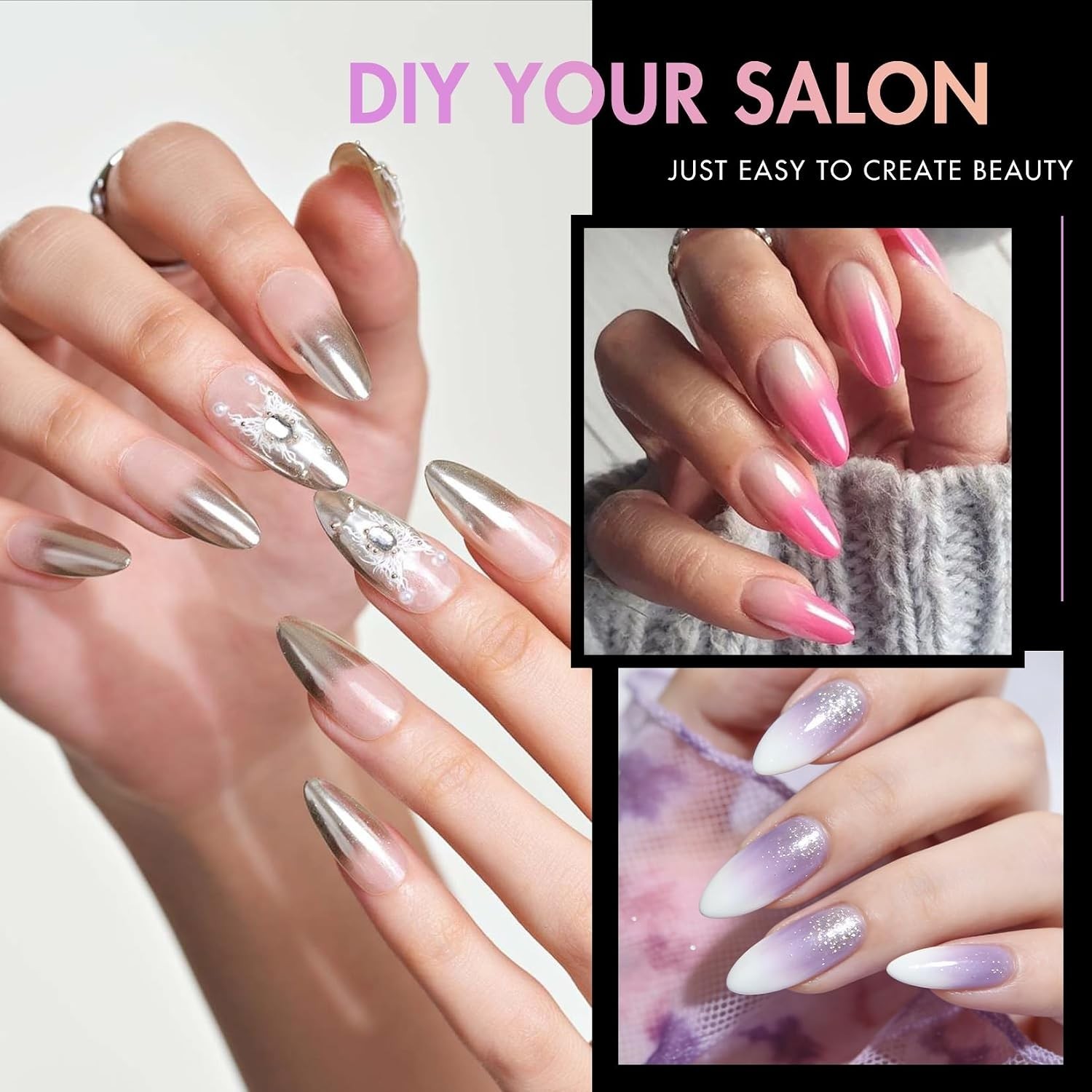 240pcs Half Matte Almond Press on Nails – Perfect for Home or Salon Use