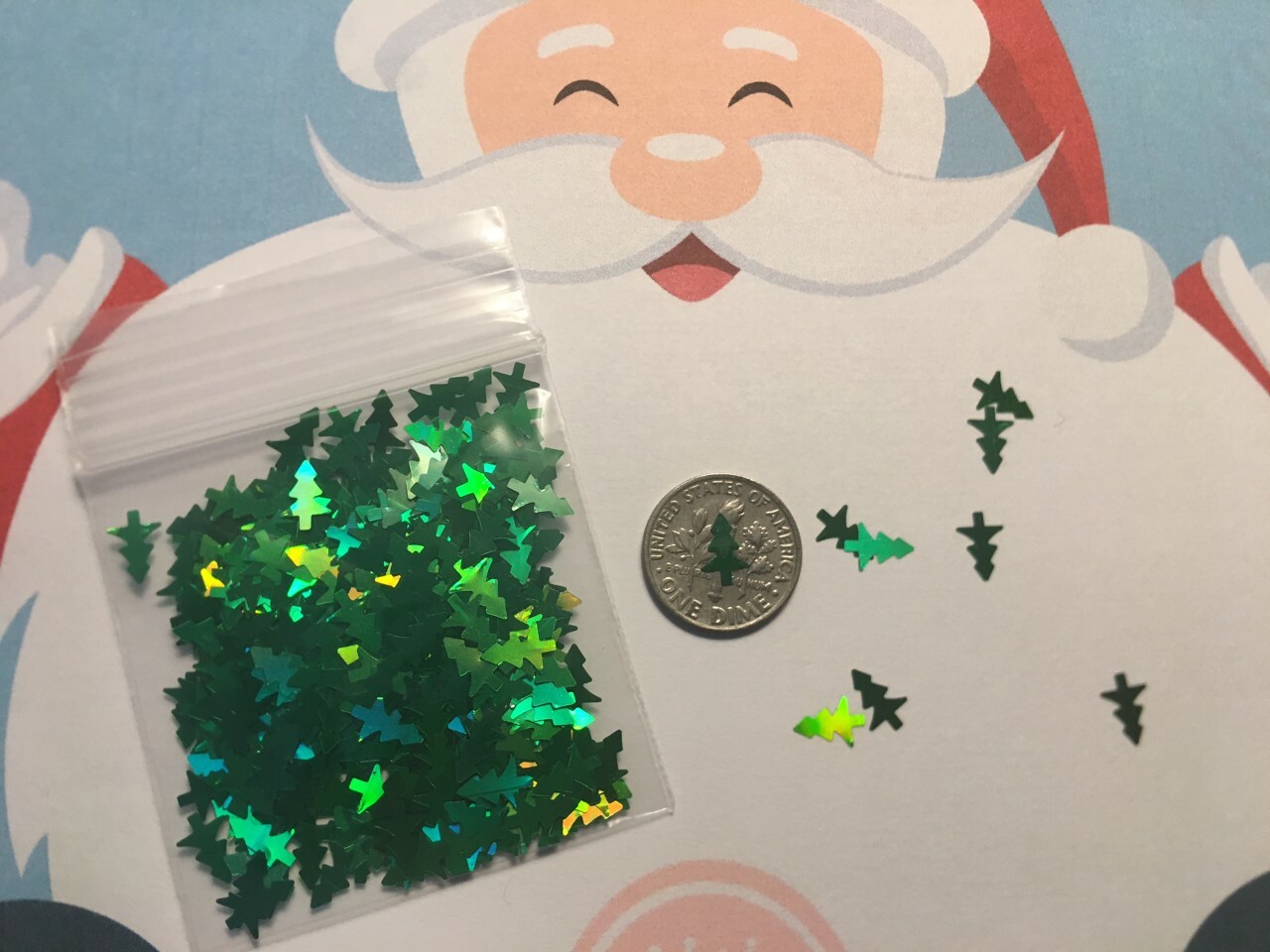 HOLO CHRISTMAS TREE Shape (Green) Glitter 10mm Nail Art Face Crafts DIY-US