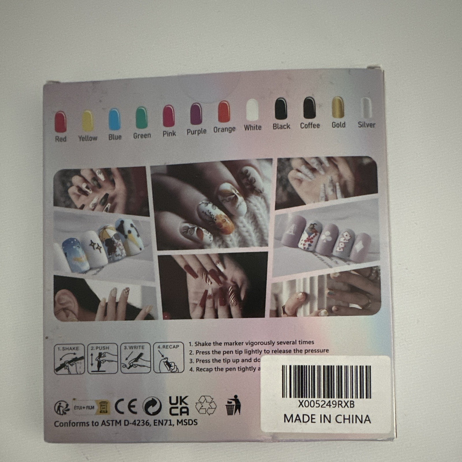 Nail Art Marker Pen Set 12 Colors 0.5mm Multicolor Water-Based Quick Dry