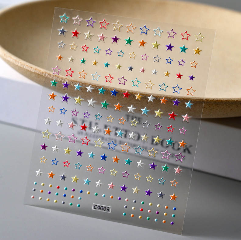 5d Embossed Nail Art Star Heart Design Self Adhesive Stickers Women NS53