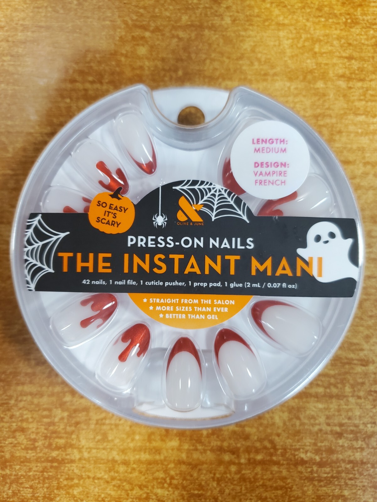 4 Pk: Olive & June The Instant Mani Nails Medium – Vampire French (2498) R8P4b