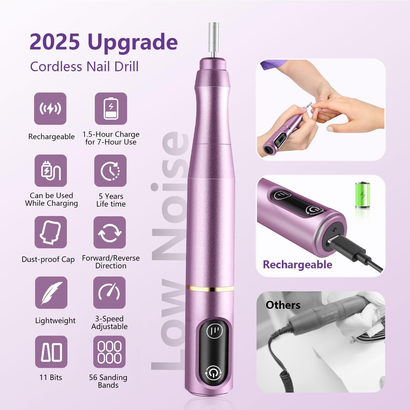 Cordless Nail Drill Electric Nail File Kit, Rechargeable Efile Set, Portable …