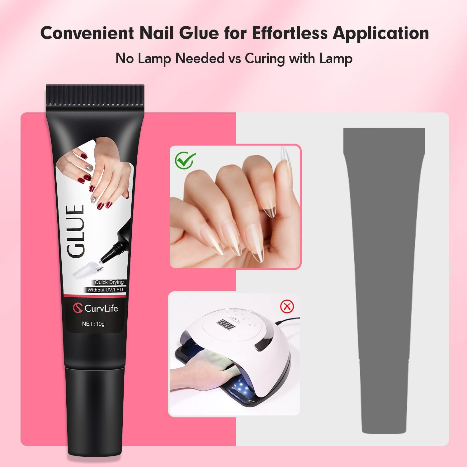 Upgraded Super Strong 10G Semi Solid Nail Glue, 2Pcs Best Soft Gel Nail Glue for