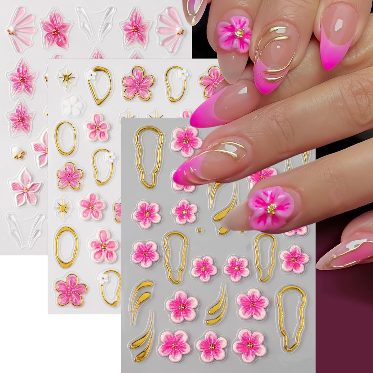 10 Sheets Y2K Star Nail Art Stickers 4Th of July Nail Decals Gold Silver Black W
