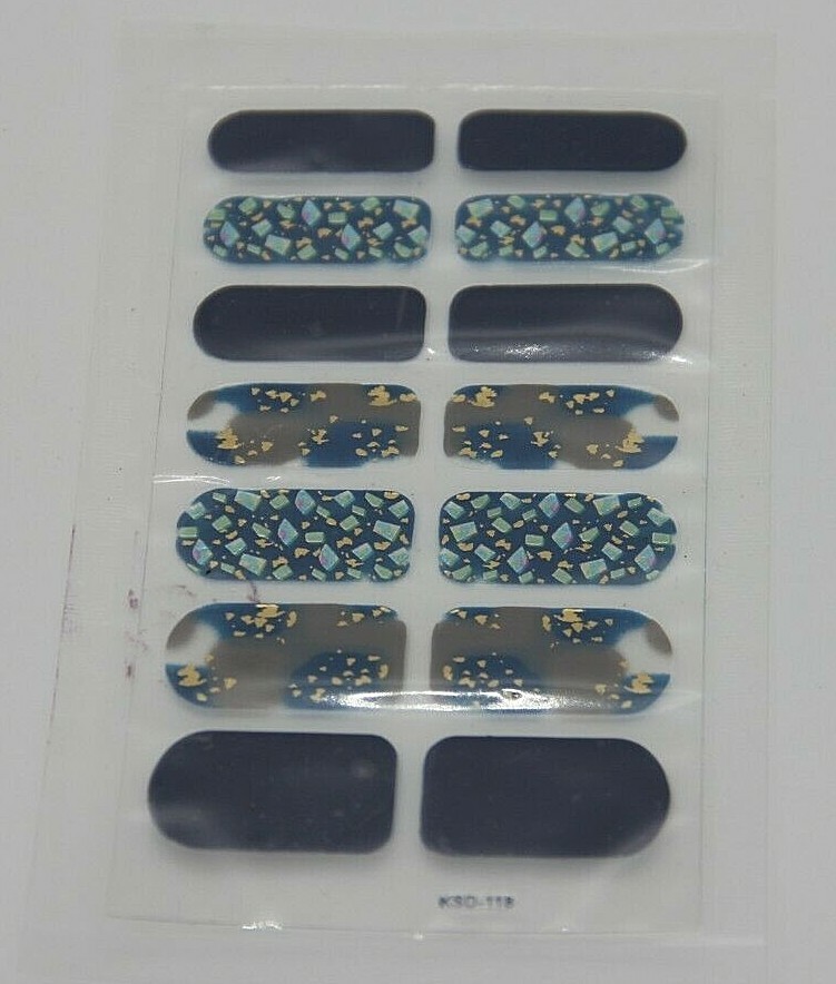 Lot of 3 Nail Wraps (KSD-118, YMX141, DA202, Blue, Yellow, Brown, Flowers)