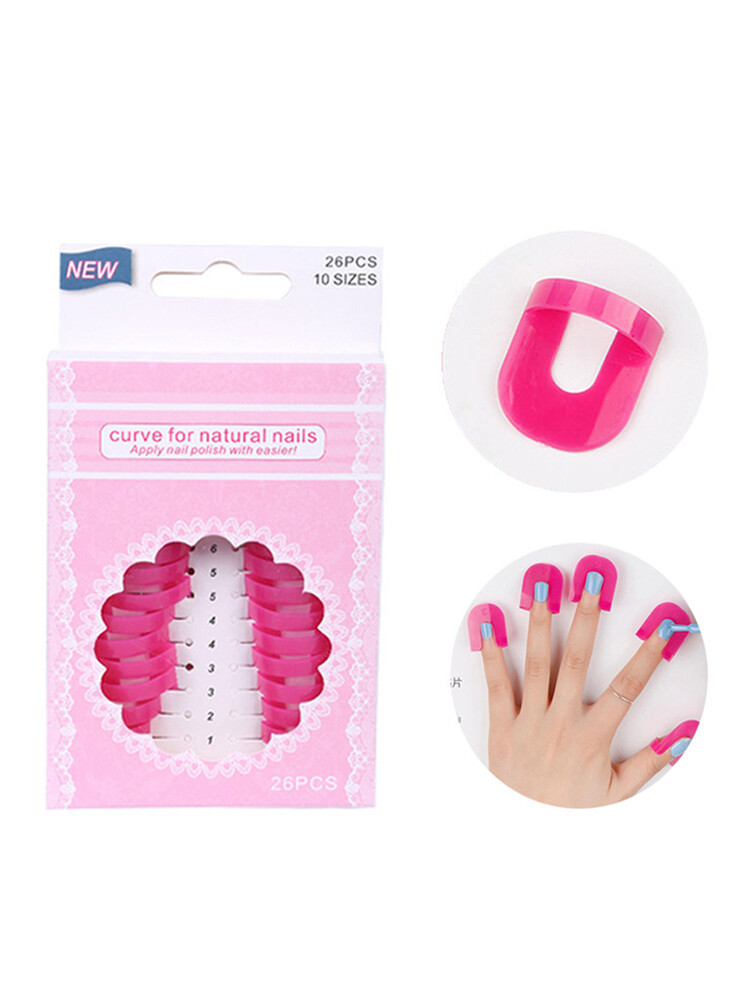 26 Pcs Curve Shape Spill-proof Finger Cover Nail Polish Varnish Protector Holder
