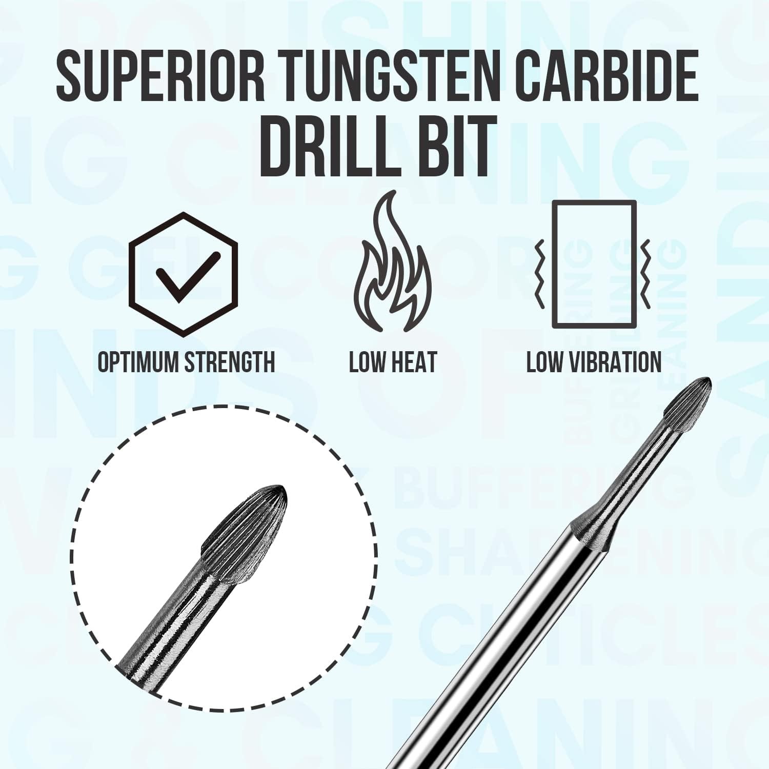 Nail Drill Bits:3/ Safety Tungsten Carbide Cuticle Remover Drill