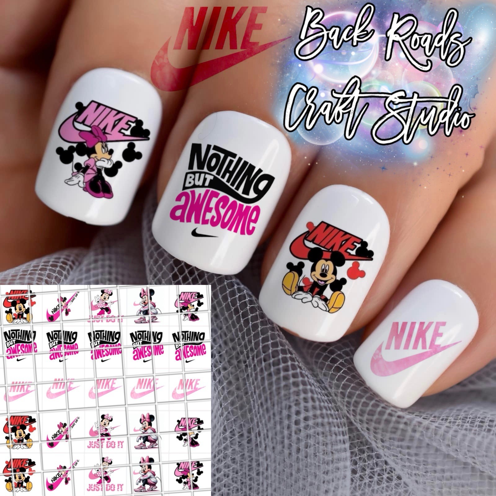 Pink Nike Waterslide Decals For Nails, Hot Wheels Crafts Set of 50 Instructions&