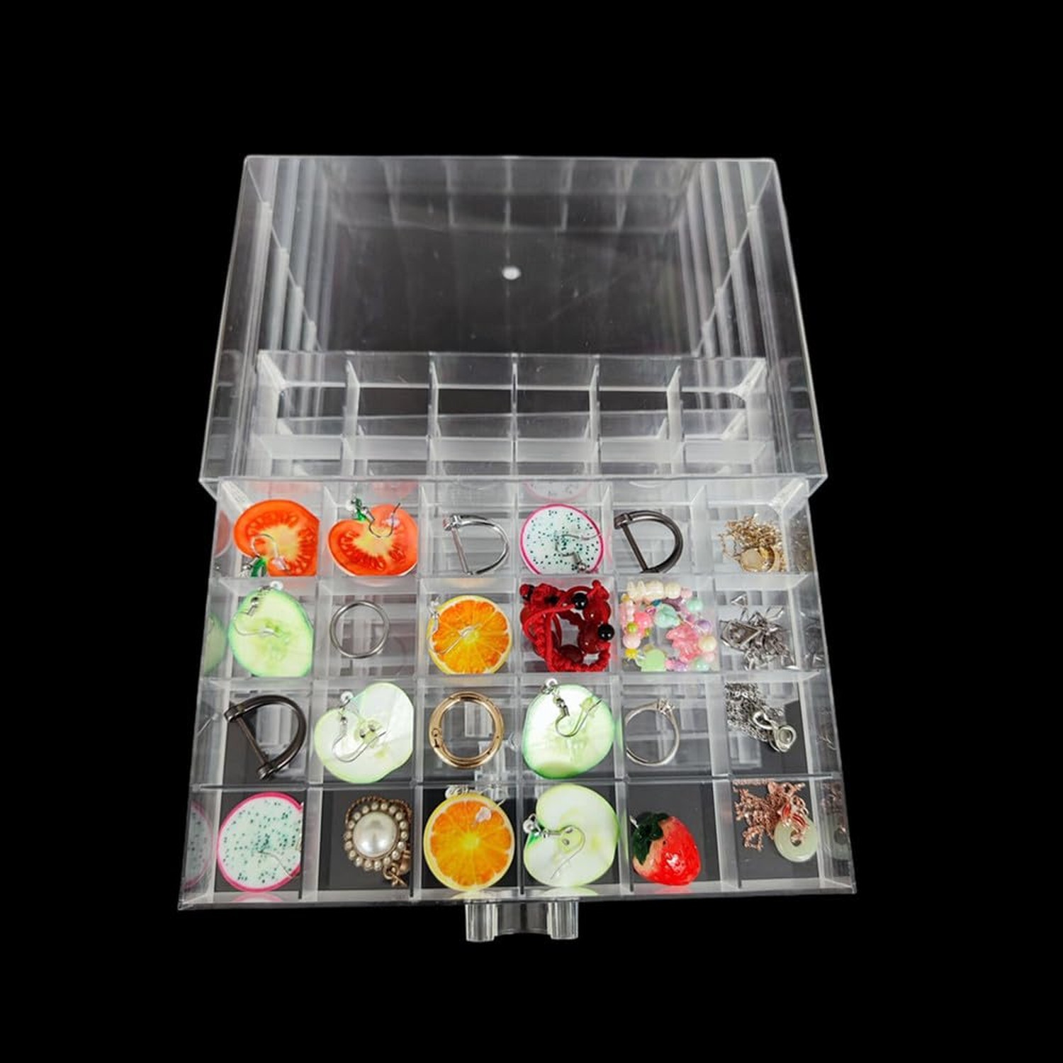 Clear Acrylic Jewelry Organizer Box with 5 Drawers 120 Grids, Dustproof Trans…