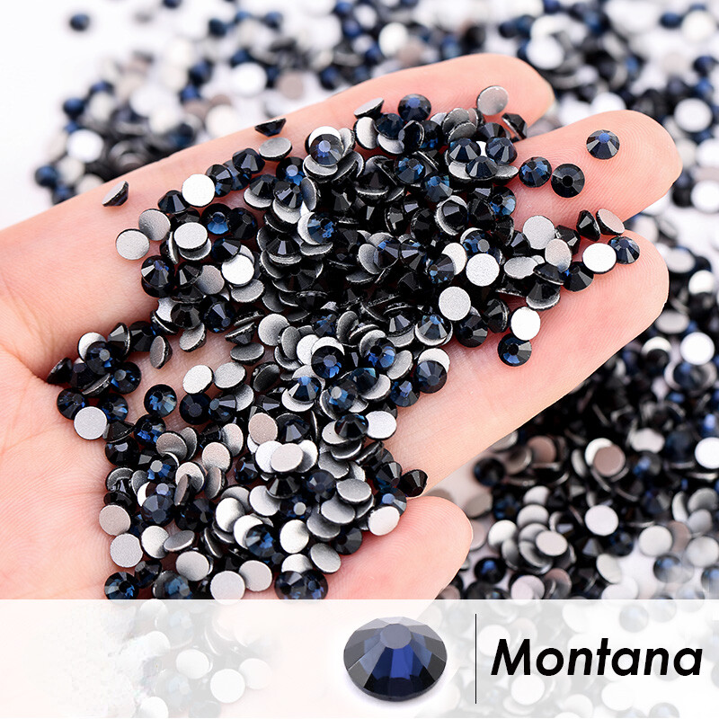 1440pcs Blue Glass Crystal Nail Art Rhinestones Flat Back Gems 3D Nail Tips Deco